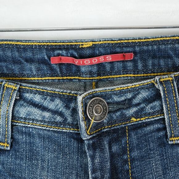 Vigoss Jeans Womens 9 Blue Straight Stretch Denim Mid Rise Contrast Stitch Y2K - Picture 5 of 11